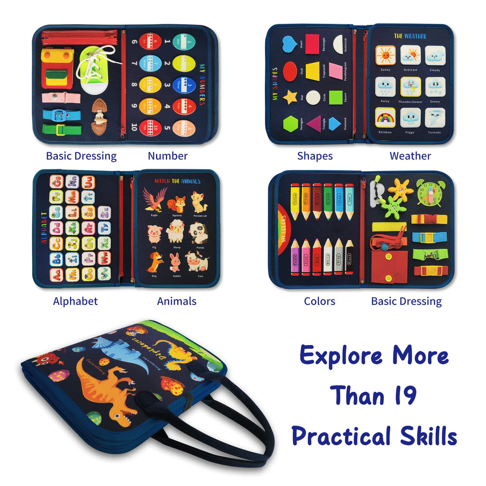 LearnToy Busy Board soft felt material enhances tactile exploration for toddlers during play