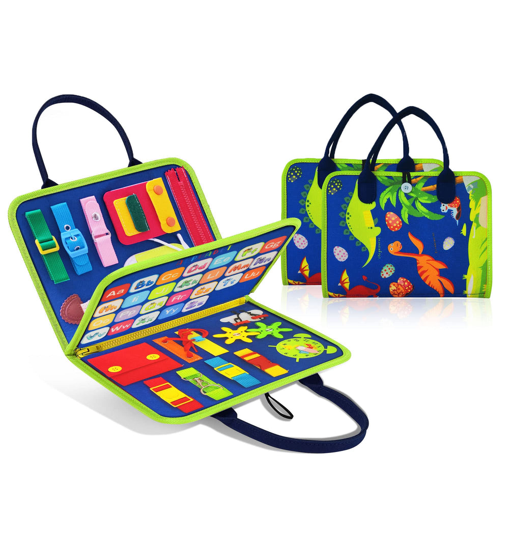 LearnToy Dinosaur busy board in travel-friendly design for on-the-go development
