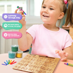 LearnToy child using tracing board at a desk supports fine motor skills.