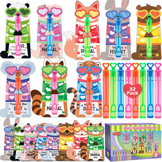 LEASEN 32-pack mini bubble wands in four colors for kids' playtime and rewards