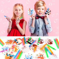 LEASEN DIY valentines with animal cards and bubbles for kids