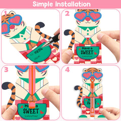LEASEN perforated Valentine cards let kids thread wands for a hug-and-share effect.