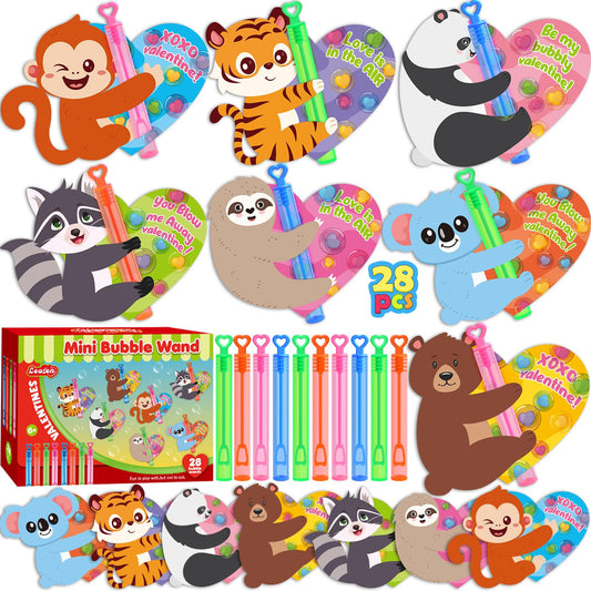 LEASEN bubble wands with animal cards for kids' classroom gifts