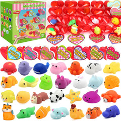 LEASEN valentines mochi squishies 28-pack for tactile play and classroom gifts
