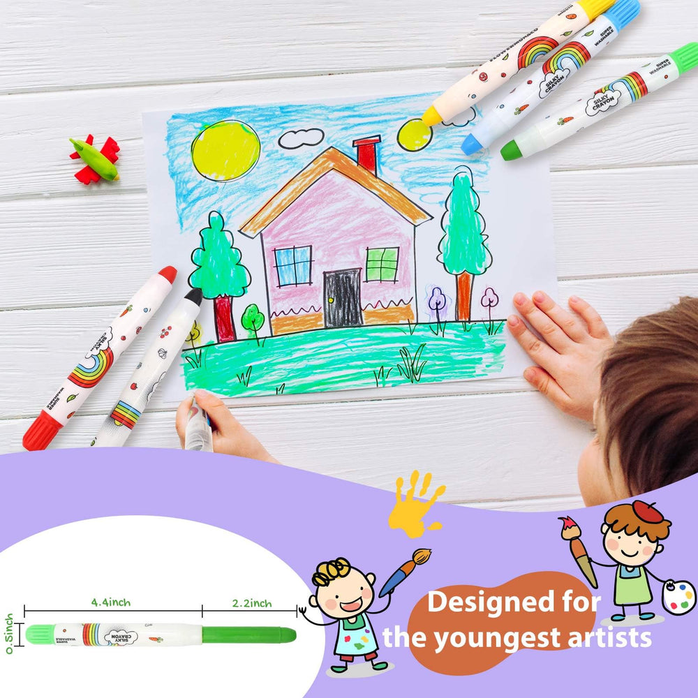 Lebze jumbo crayons for toddlers - washable wax for quick cleanups.
