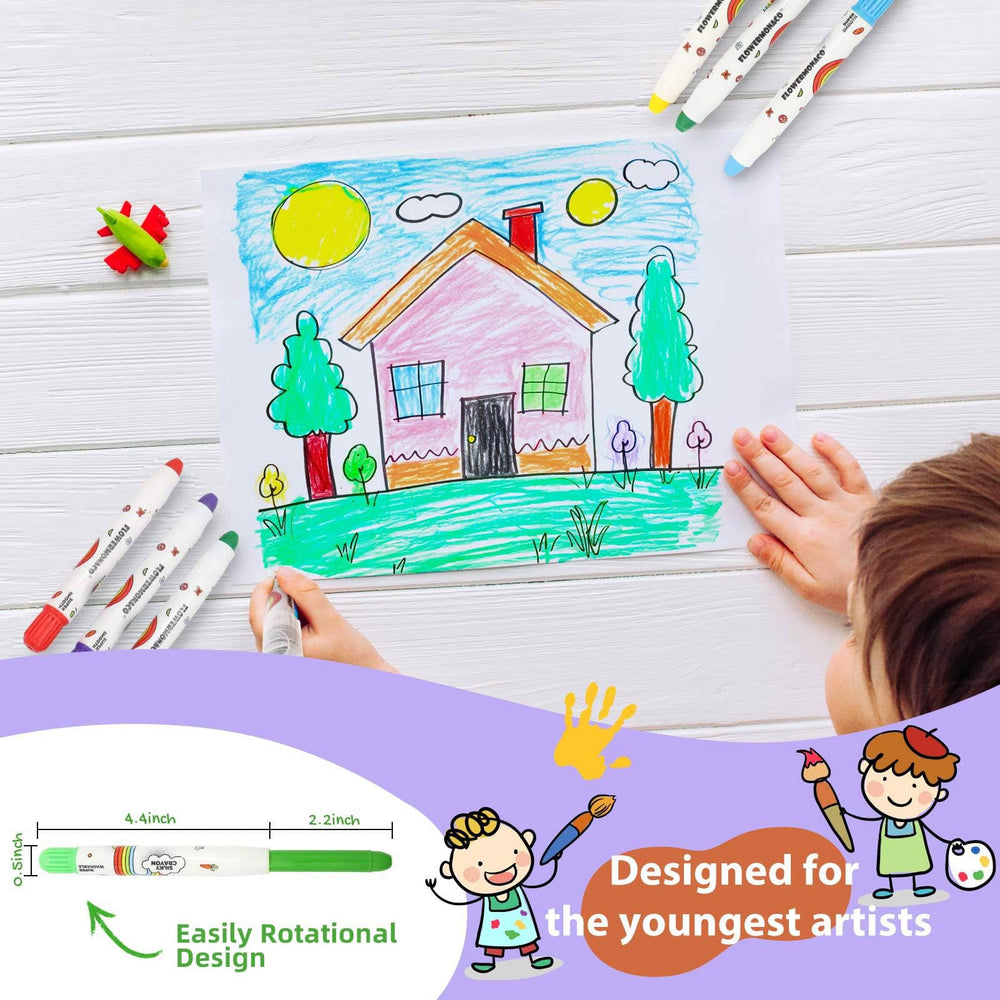 Lebze large jumbo crayons in use by kids emphasize ergonomic grip and mess-friendly coloring.