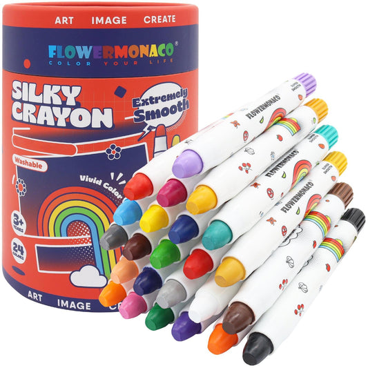 Lebze washable jumbo crayons 24 colors for toddlers with easy grip and wash-off results