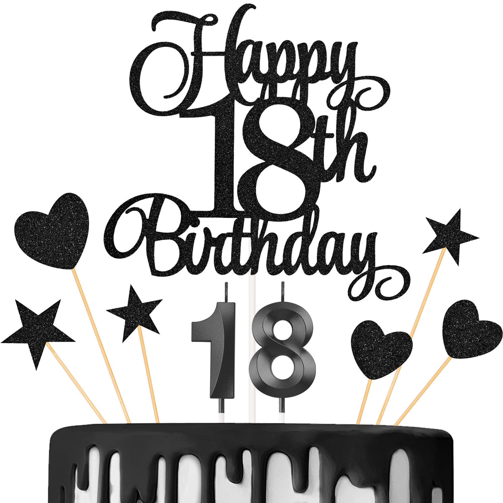 Lecferrarc Happy 18th Birthday Topper adds glittery elegance to cakes.