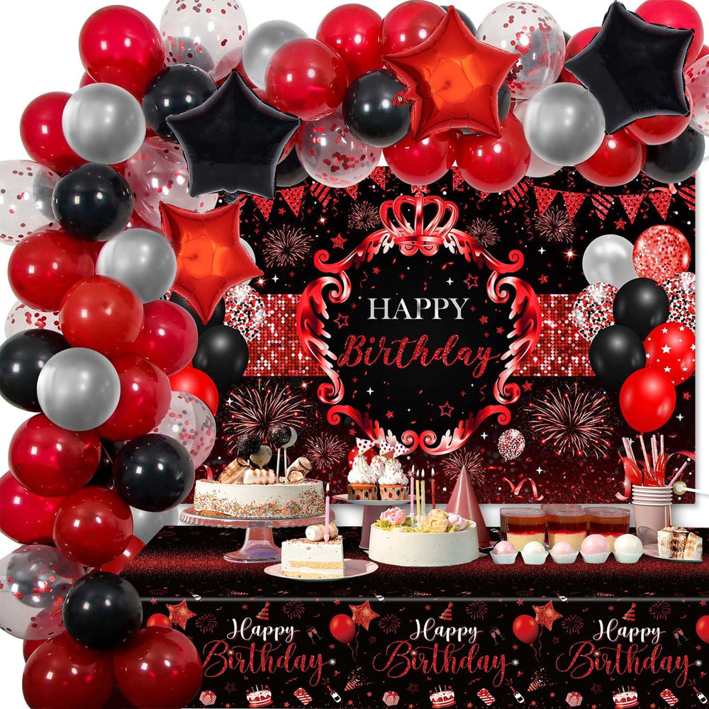 Lecheme red and black banner for birthdays, eye-catching centerpiece