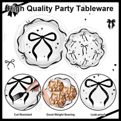 Lecheme Black Bow 7-inch plate for appetizers or desserts