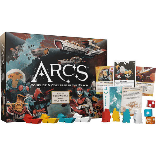 Leder Games Arcs board game setup highlights premium components for immersive space strategy
