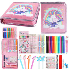 Leeche fruit scented markers set with unicorn pencil case for vibrant coloring and easy portability.
