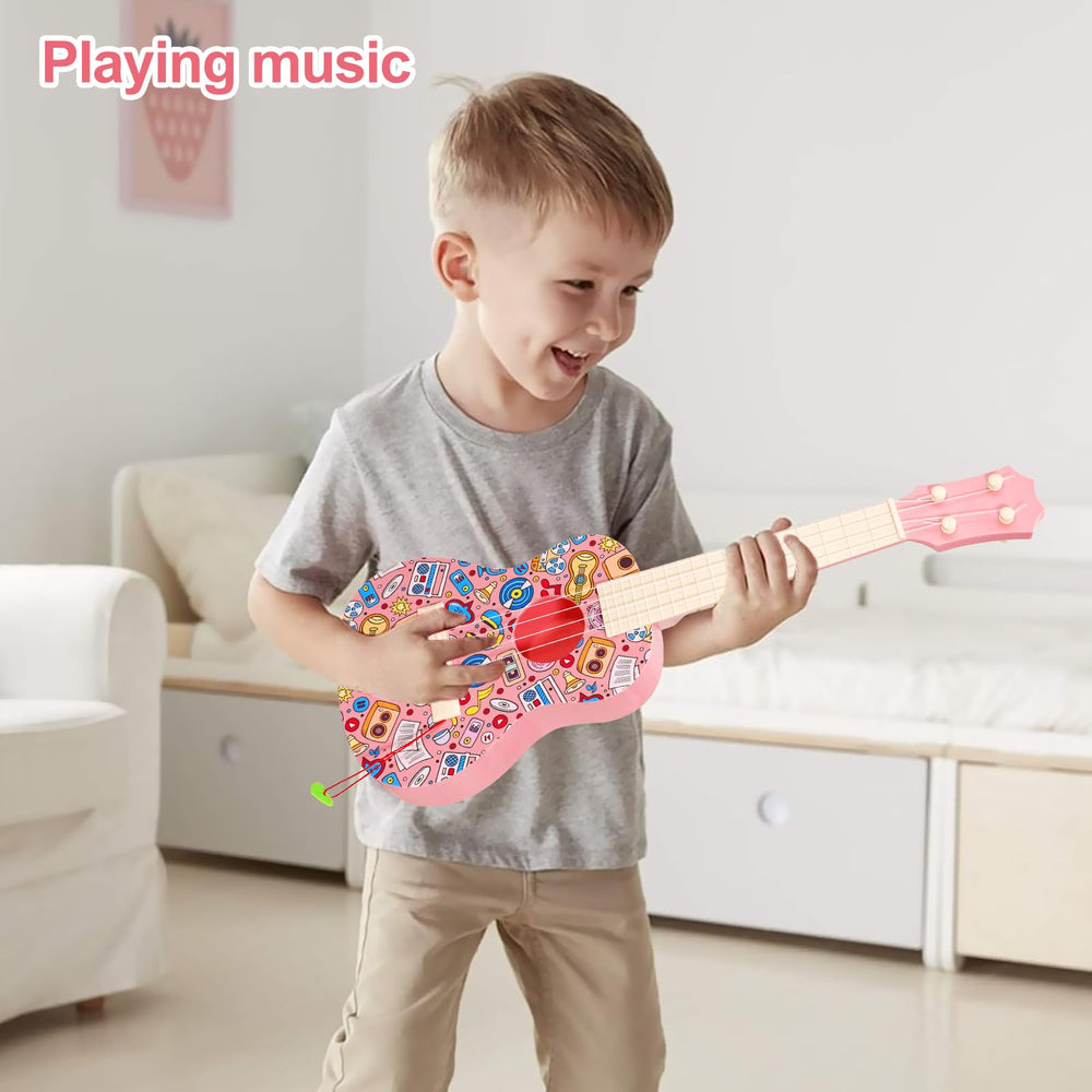 LeeQee 21in graffiti ukulele pink gift box ready for new musicians