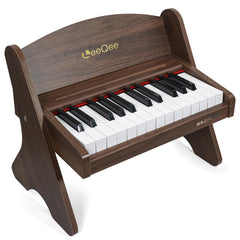 LeeQee kids piano keyboard with 25 wooden keys, ideal for beginner music exploration.