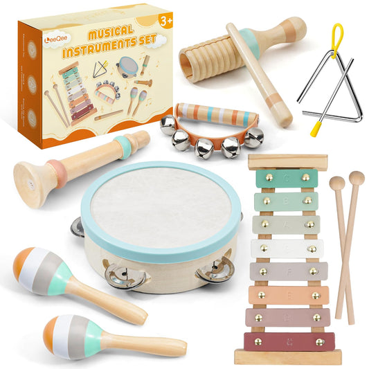 LeeQee wooden xylophone for toddlers promotes rhythm learning and tactile play.