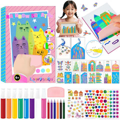 LEERYOUQU Squeegee Art Kit rainbow scratch art reveals vibrant colors during creative play.