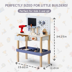 Leeshyah tool bench offers smooth edges and durable wood for safe, long-lasting play
