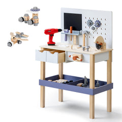 Leeshyah wooden tool bench with electric drill for imaginative play and motor skill development