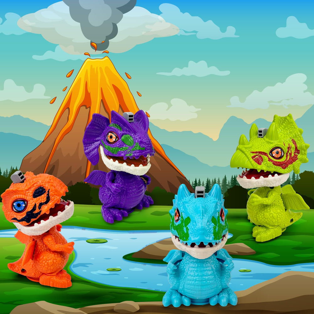 Leetous Triceratops wind-up spin and flap toy for dexterity and storytelling