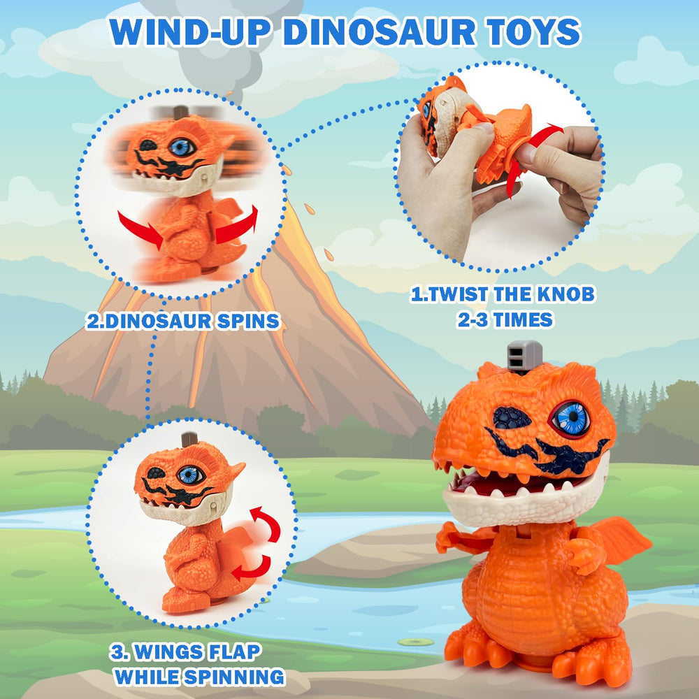 Leetous four-pack dinosaur set wind-up toys for stocking stuffers and gifts