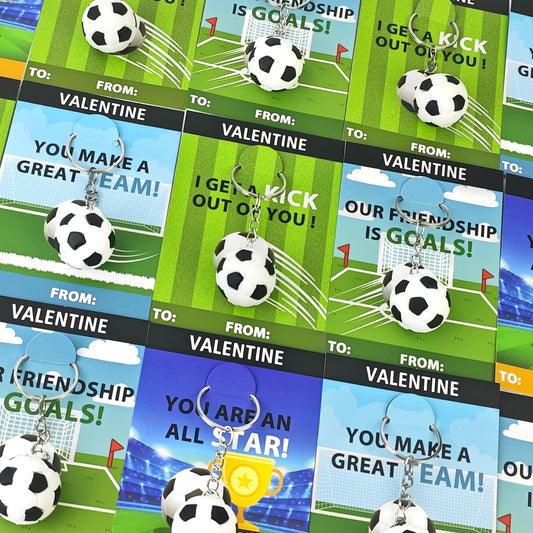 Leetous soccer ball keychain 28 pack in bright colors for classroom exchanges