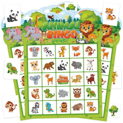 Leezead animal bingo 24-player cards for large-group games and party fun.