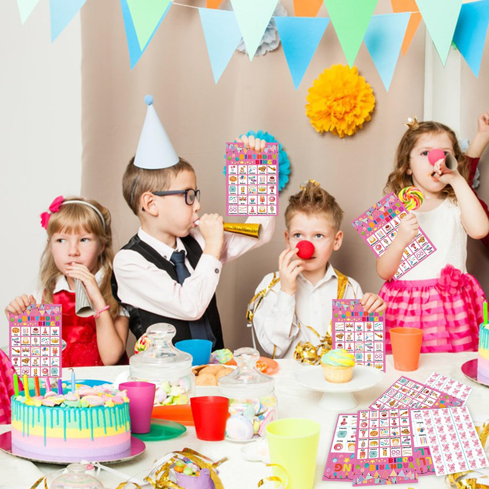Leezead pink birthday design cards create a festive classroom or family party vibe.