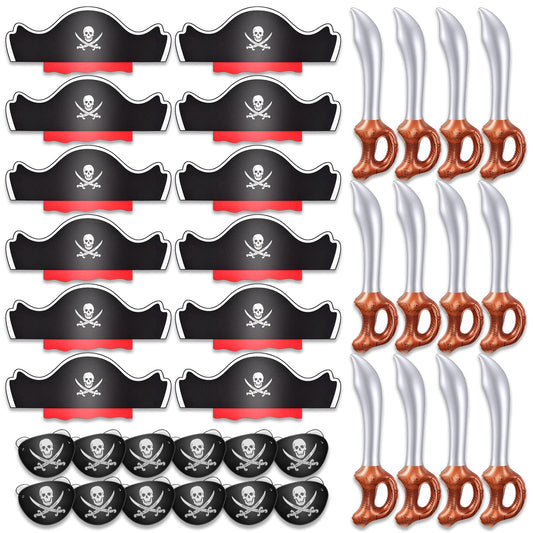 Legigo pirate hats 12-pack; comfortable felt for themed parties.