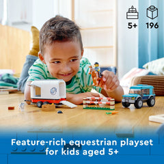 LEGO 60327 Horse trailer with side hatch opening for easy figure access.