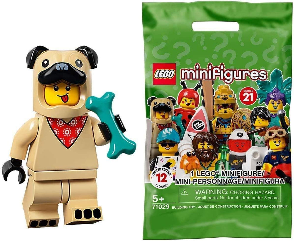 LEGO 71029 Series 21 Pug Costume Guy minifigure for play and display collections