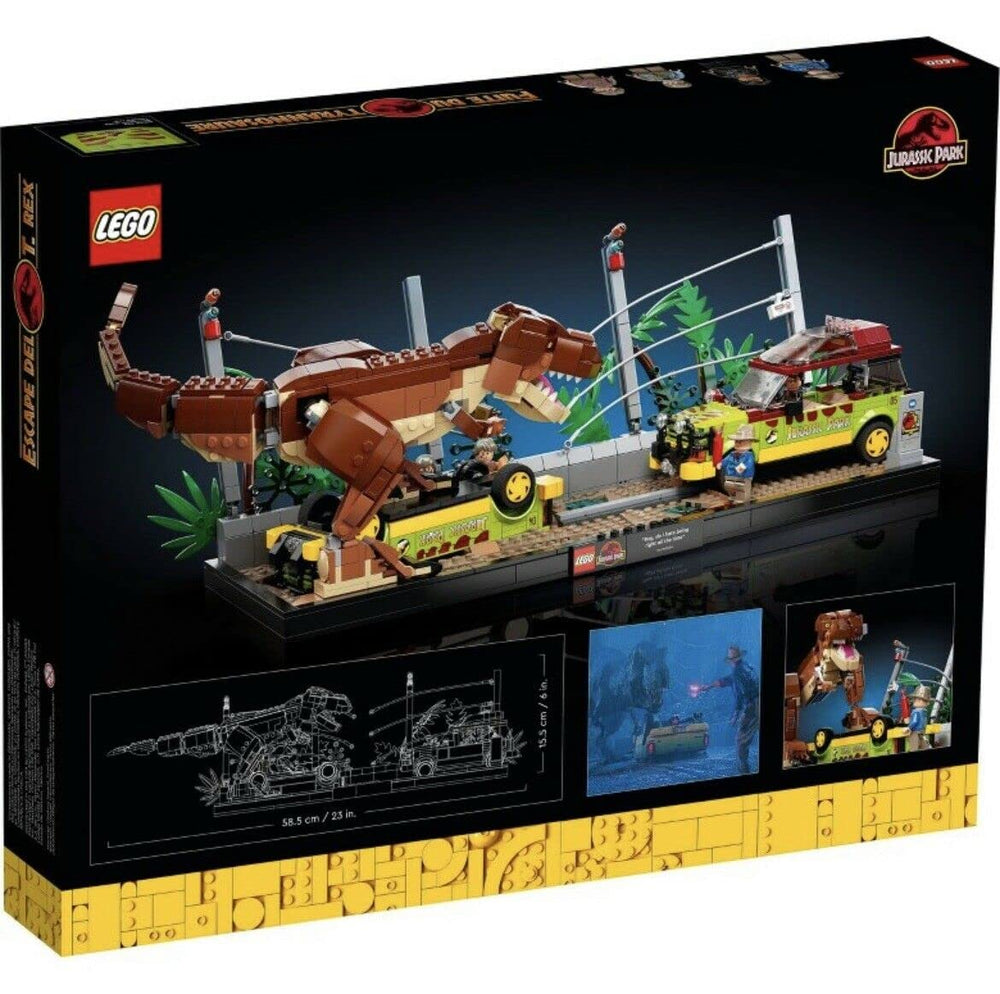 LEGO 76956 smashed electric fence and vehicles create dramatic display