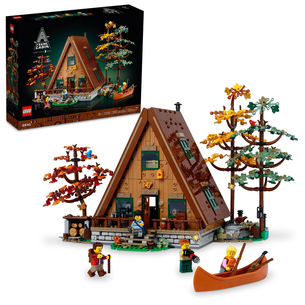 LEGO Ideas A-Frame Cabin exterior for a stylish home display and nature-inspired decor.