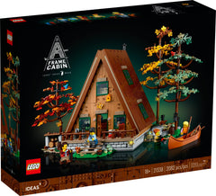 LEGO Ideas A-Frame Cabin companion booklet with designer insights.