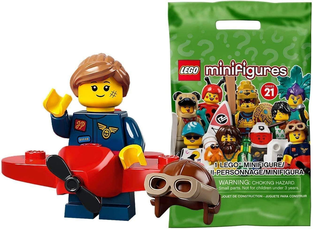 LEGO Airplane Girl minifigure from Series 21, ideal for display or imaginative play.