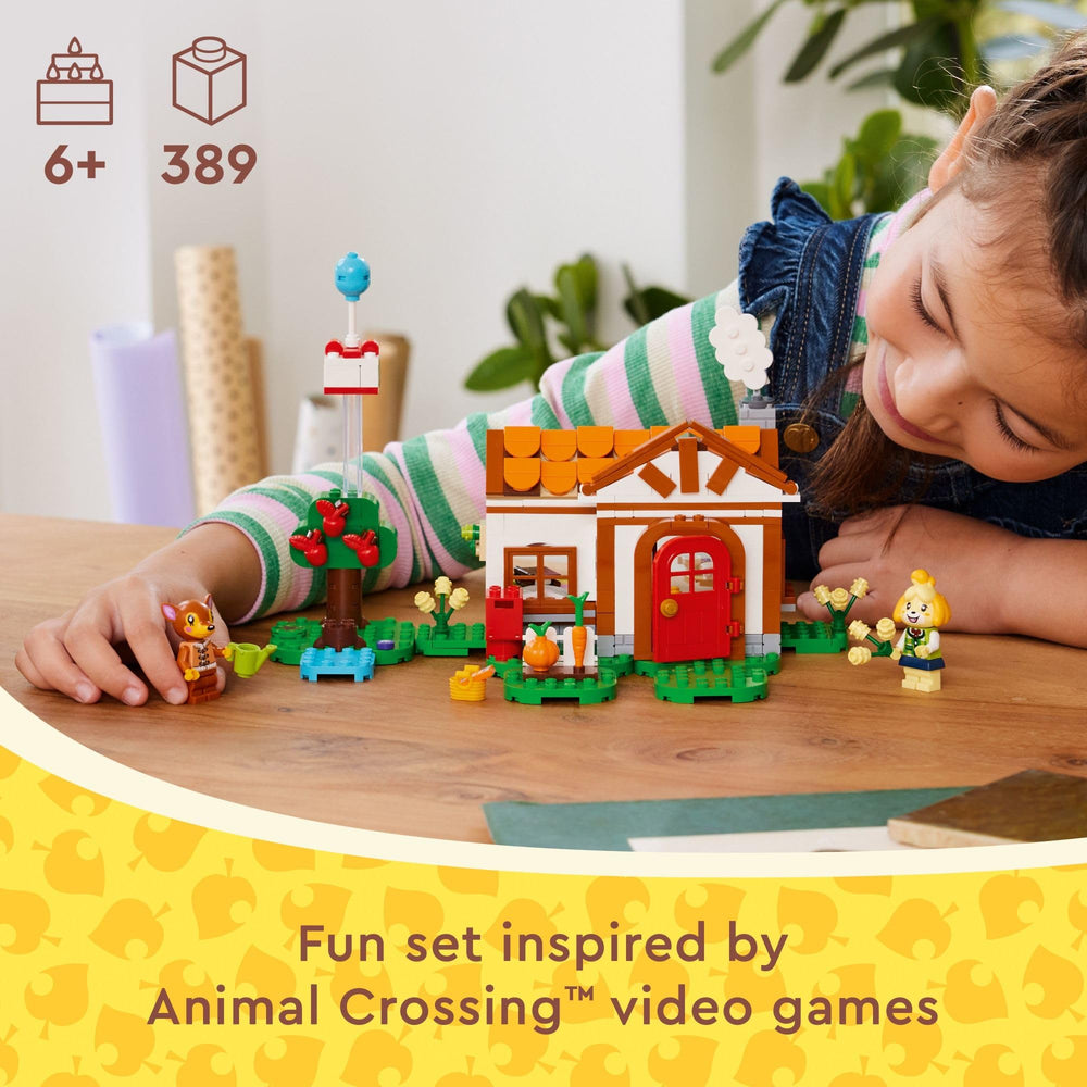 LEGO Animal Crossing Isabelle’s House Visit workbench and accessories for DIY play