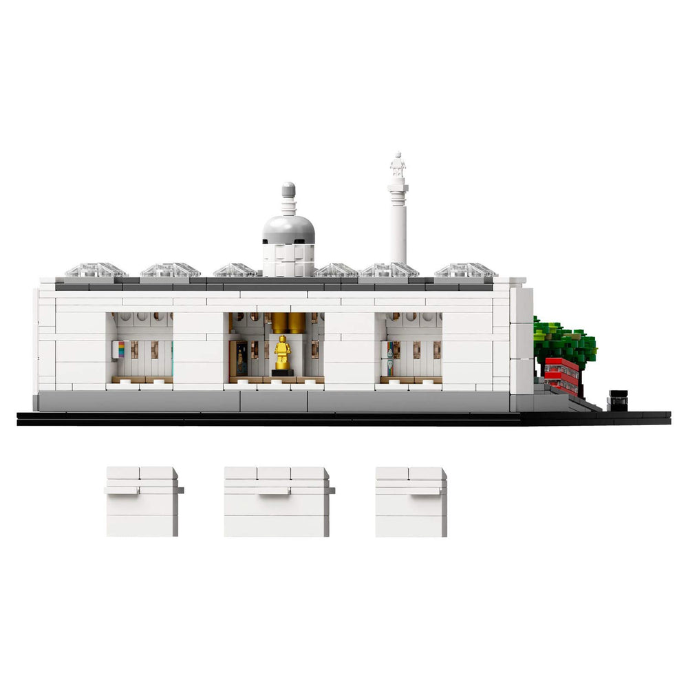 LEGO Architecture 21045 Trafalgar Square sculpture plinths and gallery facade details.