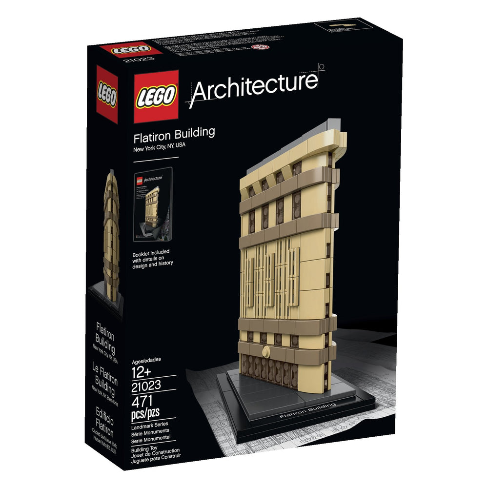 LEGO Architecture Flatiron Building model front view for display and appreciation.