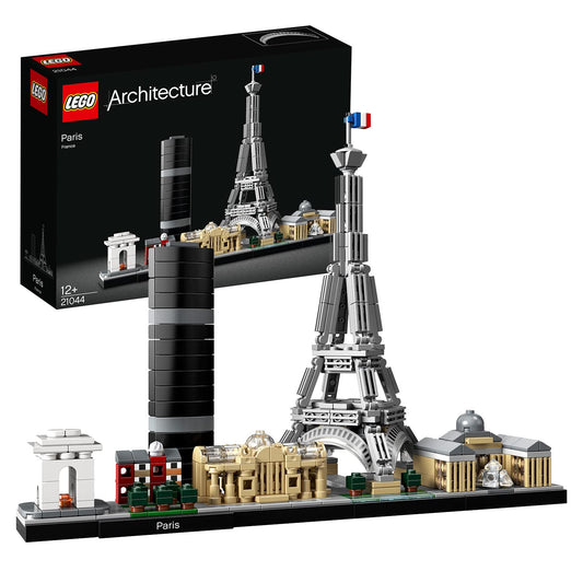 LEGO Architecture Paris skyline model showcases iconic landmarks for elegant display.