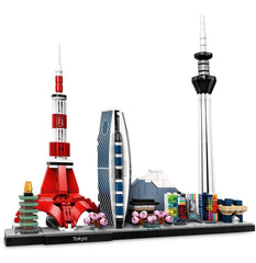 LEGO Architecture Tokyo Skyline Cocoon Tower model as a precise centerpiece