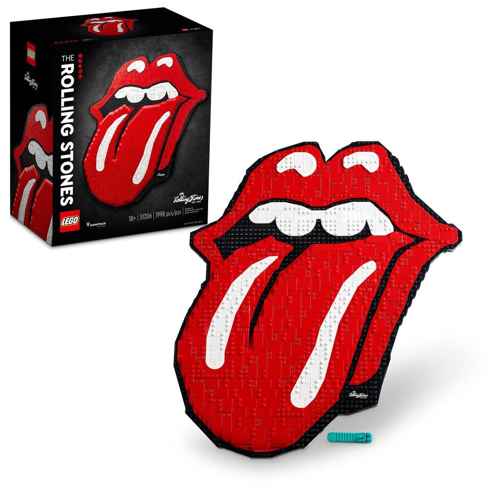 LEGO Art The Rolling Stones 31206 logo wall décor ready to display in living rooms.