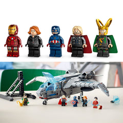 LEGO Marvel Quinjet display stand for elegant bedroom showcase.