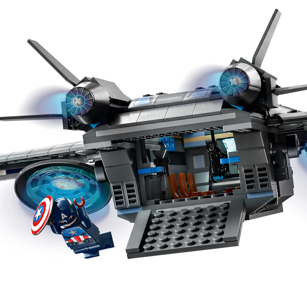 LEGO Marvel Quinjet rear section for stealthy entrances.