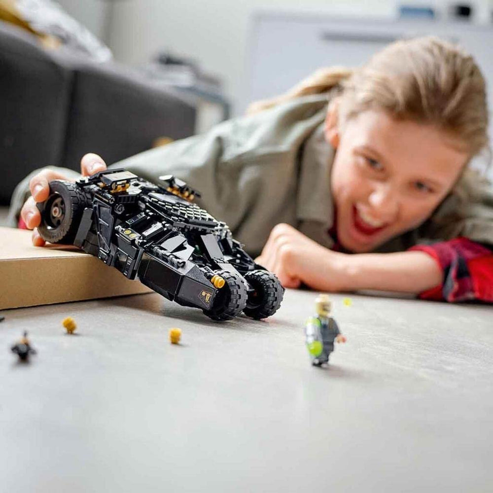 LEGO Batman Batmobile Tumbler included minifigures encourage imaginative play.