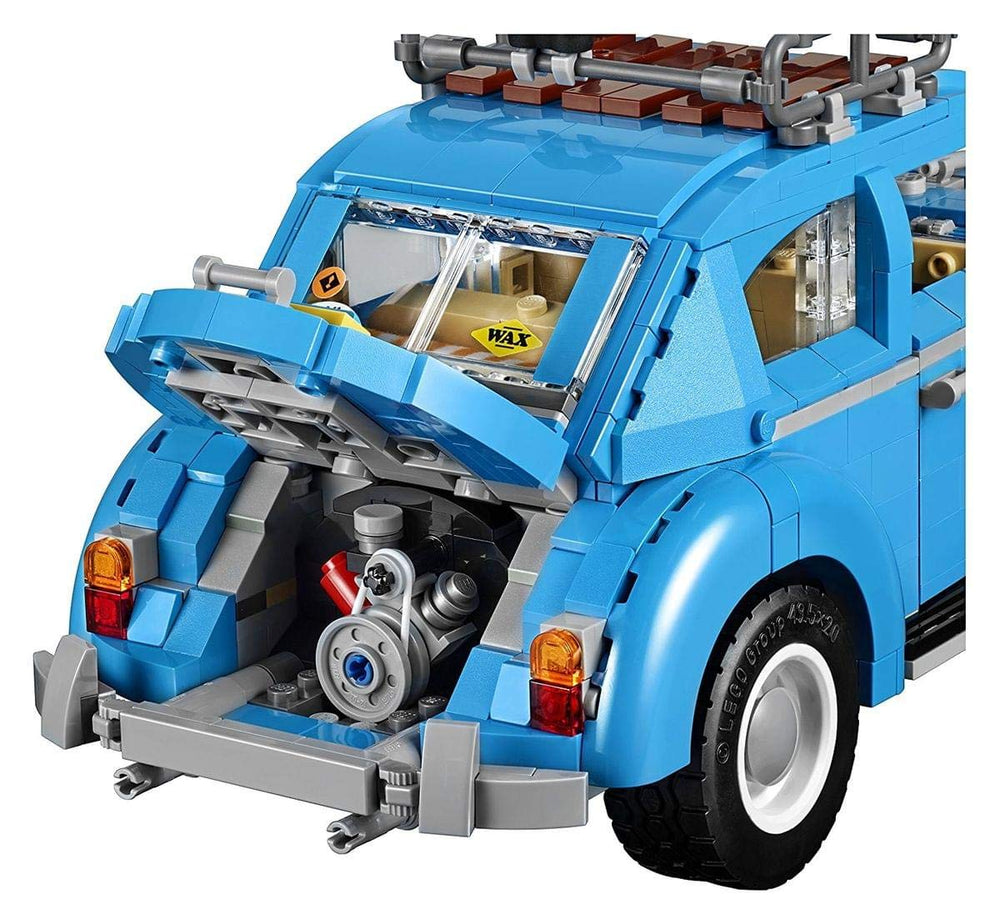 LEGO Beetle 10252 roof surfboard accessory adds nostalgic flair.