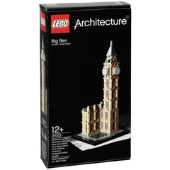 LEGO Architecture Big Ben model focusing on clock tower details for display and learning.