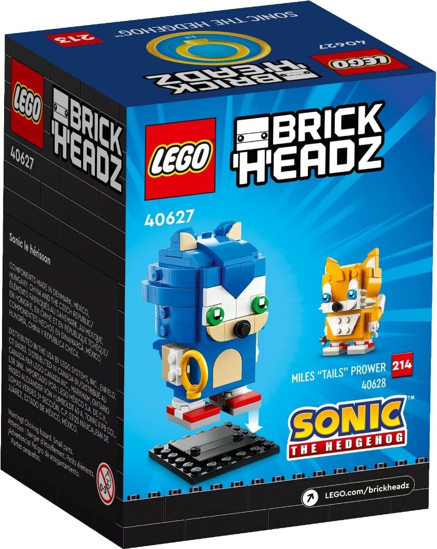 LEGO BrickHeadz 40627 Sonic blue figure with detailed build, ideal gift for collectors