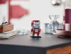 LEGO BrickHeadz Iron Man MK5 detail shot focusing on armor and color