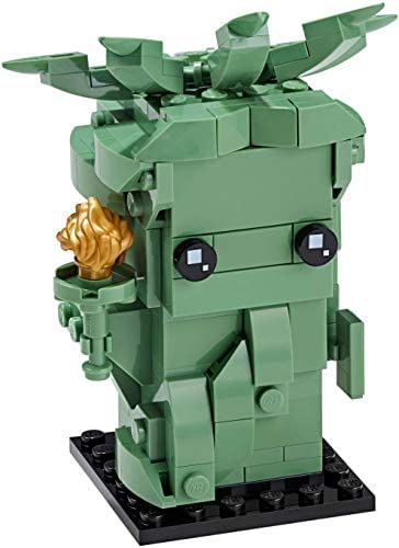LEGO BrickHeadz Lady Liberty display setup ready for shelf.