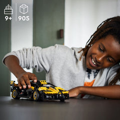 LEGO Technic Bugatti Bolide display-ready model on a shelf
