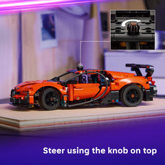 LEGO Bugatti Chiron Pur Sport engine detail emphasizing W16 mechanism for engineering curiosity.